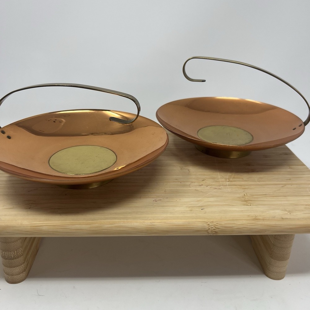 MCM Vintage Copper Craft Guild Serving‎ Dishes Handle Nut 6" Set 2 Taunton MA